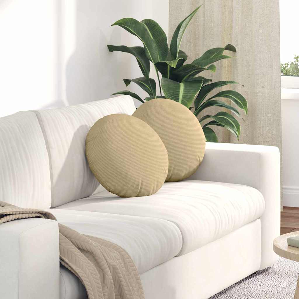 Sitzkissen 2 stk. Cordstoff Grau-Grün Ø 40 cm