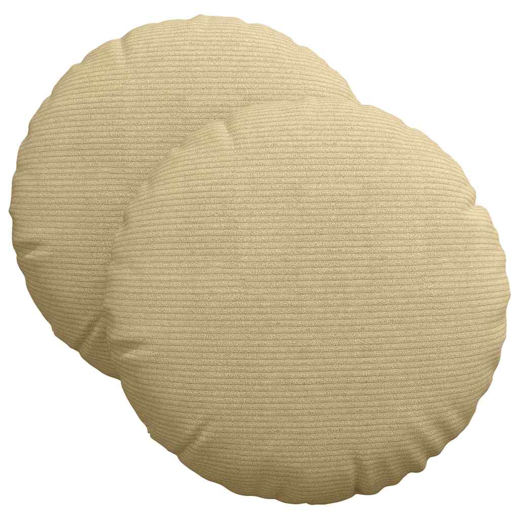 Sitzkissen 2 stk. Cordstoff Grau-Grün Ø 40 cm