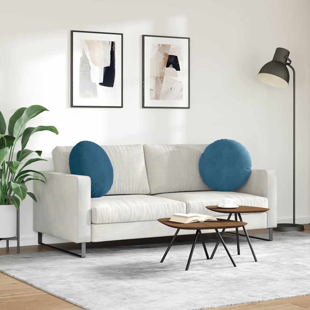 Sitzkissen 2 stk. Samt Blau Ø50 x 19 cm