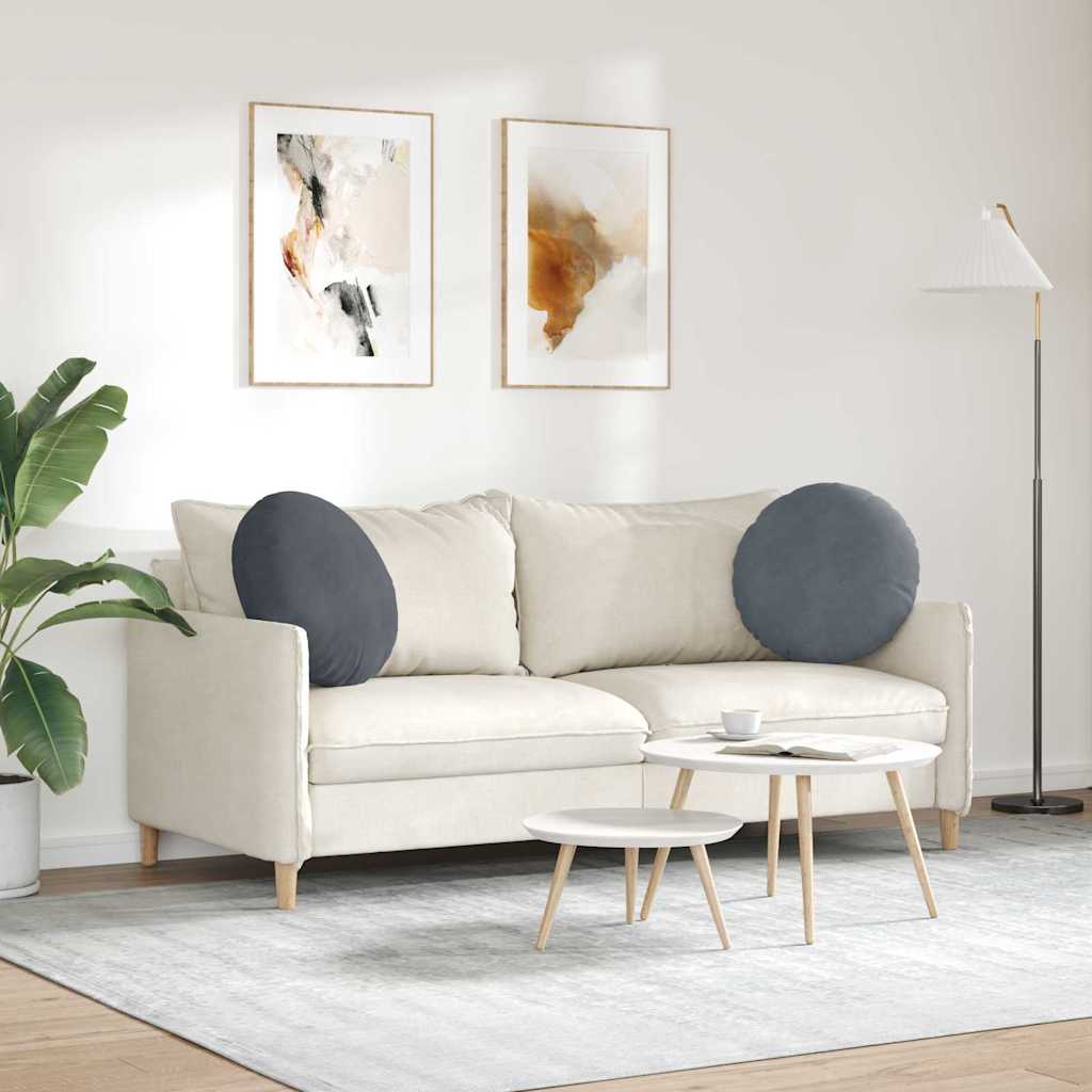 Sitzkissen 2 stk. Samt Dunkelgrau Ø50 x 19 cm