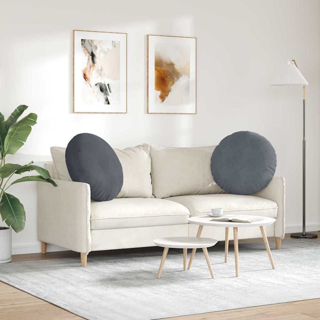 Sitzkissen 2 stk. Samt Dunkelgrau Ø60 x 21 cm