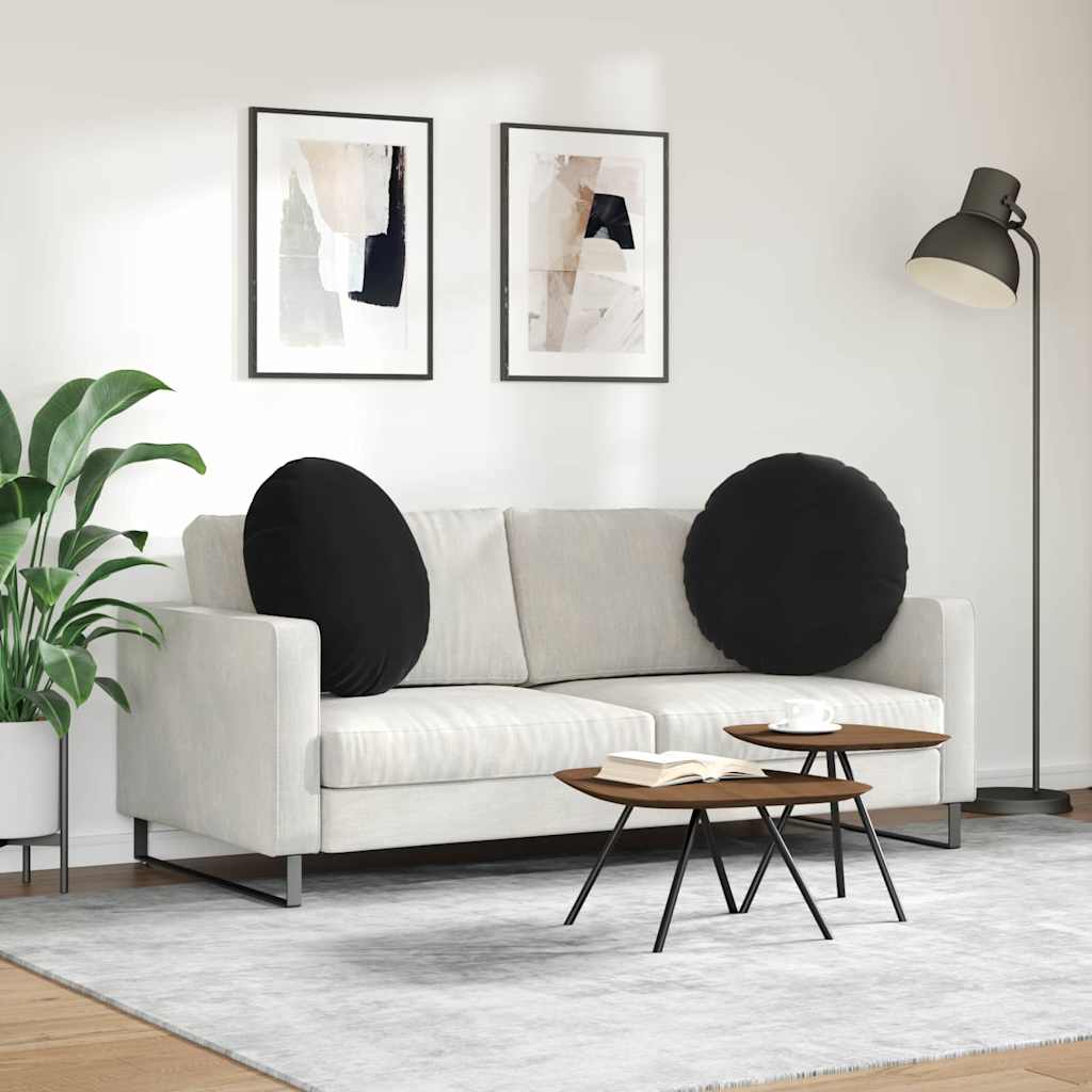 Sitzkissen 2 stk. Samt Schwarz Ø60 x 21 cm