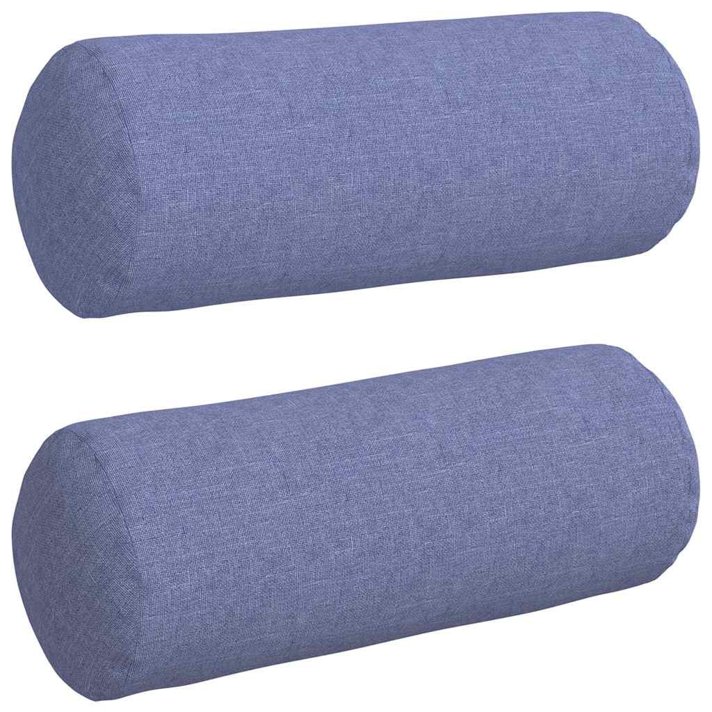 Bolsterkissen 2 Stk. Stoff Jeans blau Ø 15 x 40 cm