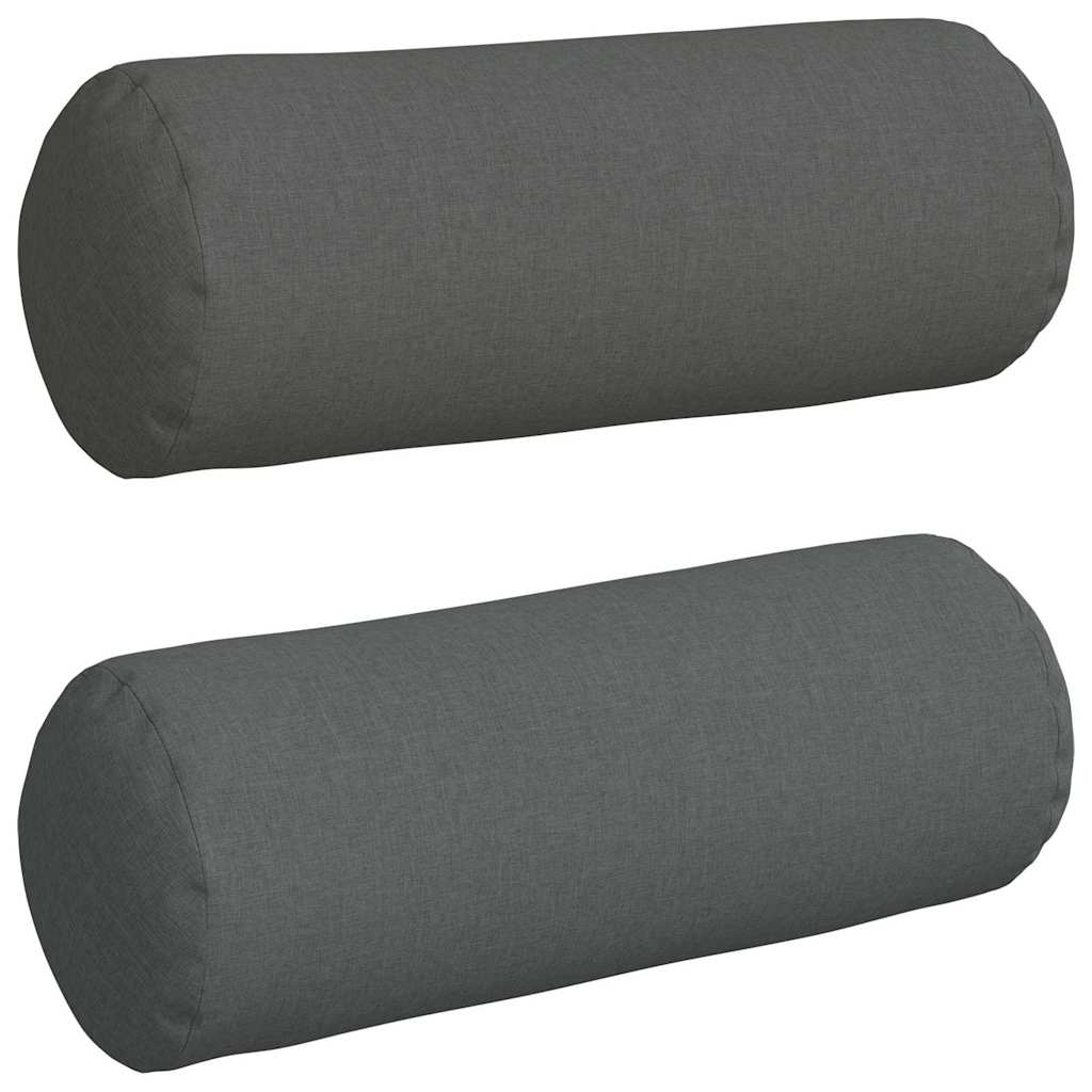Bolsterkissen 2 Stk. Stoff Dunkelgrau Ø 25 x 70 cm
