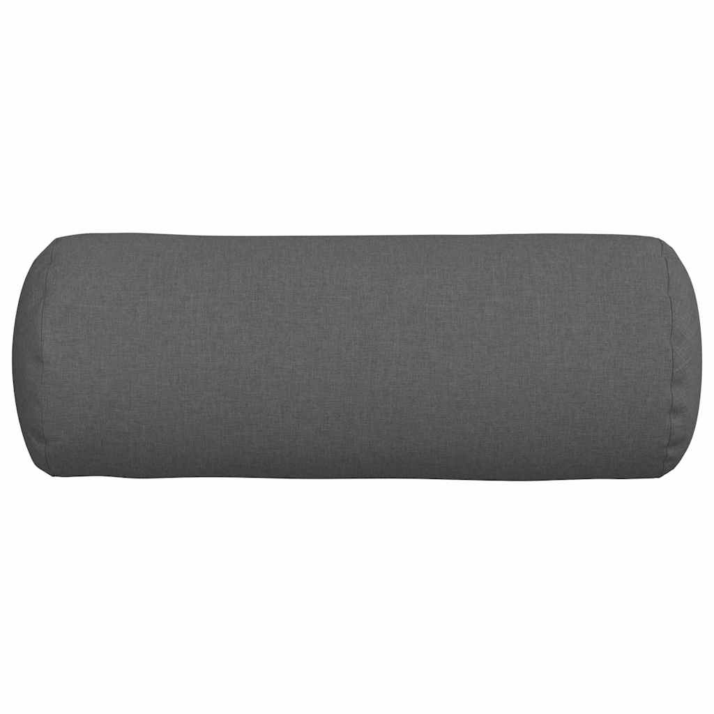 Bolsterkissen 2 Stk. Stoff Dunkelgrau Ø 25 x 70 cm