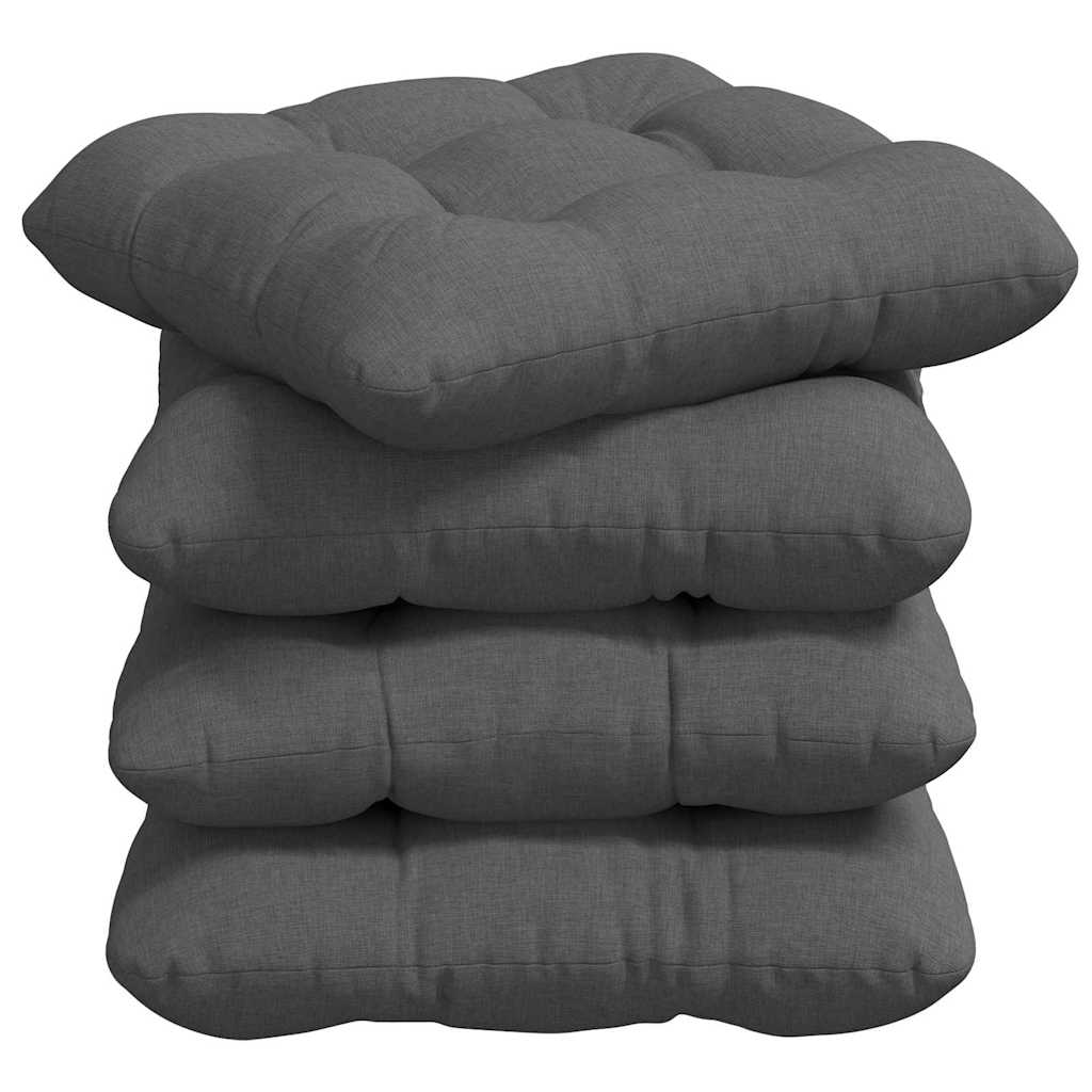 Sitzkissen 4 stk. Stoff Dunkelgrau 40 x 40 x 12 cm