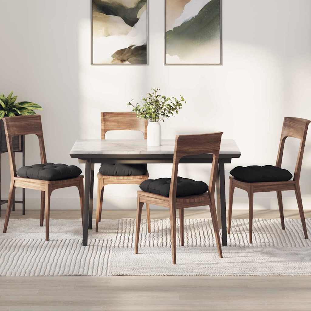 Sitzkissen 4 stk. Mikrofaserstoff Schwarz 40 x 40 cm
