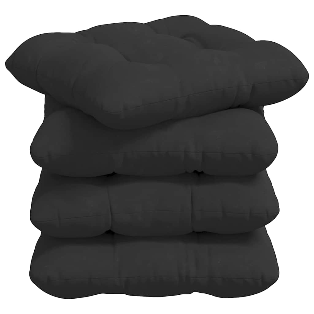 Sitzkissen 4 stk. Mikrofaserstoff Schwarz 40 x 40 cm