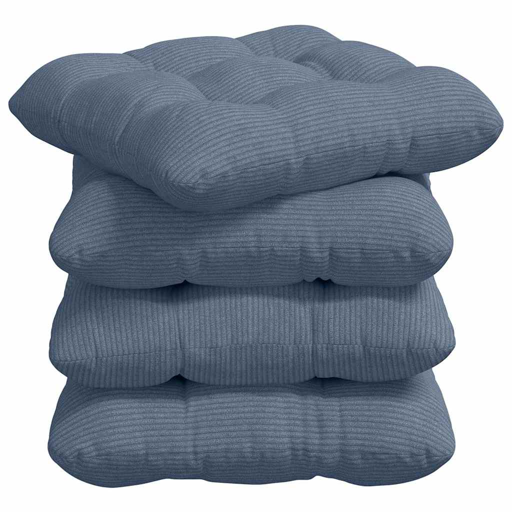 Sitzkissen 4 stk. Cordstoff Blau 40 x 40 cm