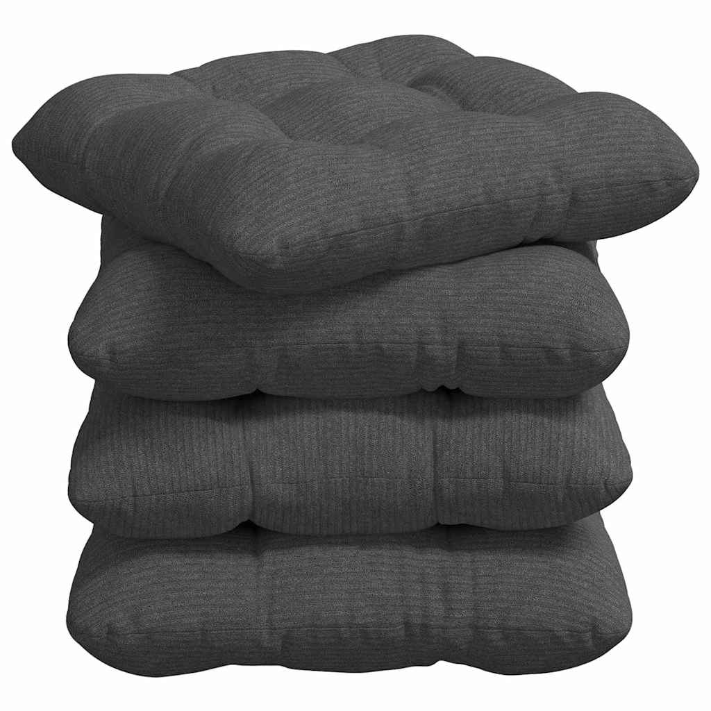 Sitzkissen 4 stk. Cordstoff Dunkelgrau 45 x 45 cm