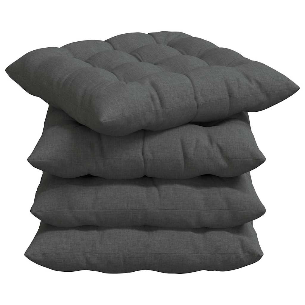 Sitzkissen 4 stk. Stoff Dunkelgrau 40 x 40 x 6 cm