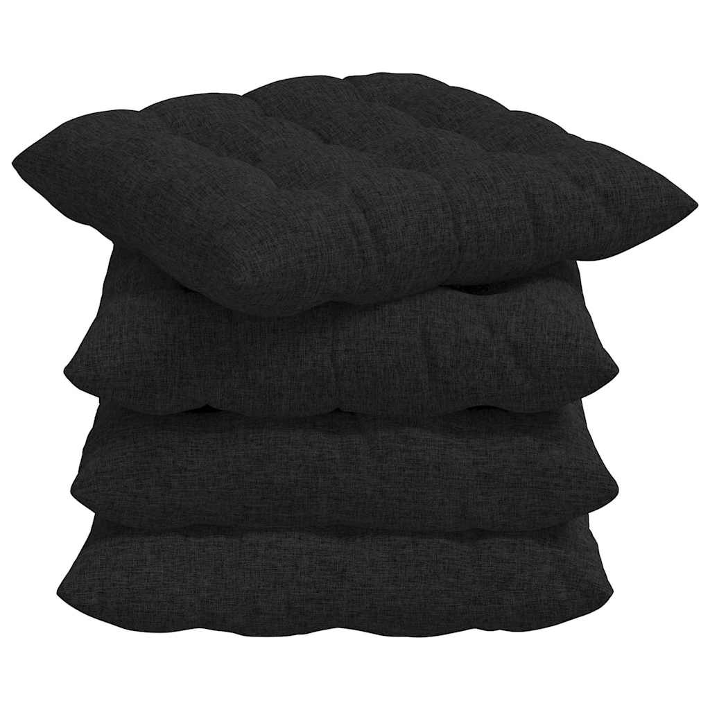 Sitzkissen 4 stk. Stoff Schwarz 40 x 40 x 6 cm