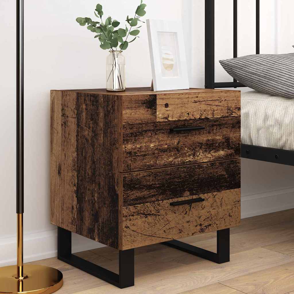 Nachttisch 2 stk. Altholz und Schwarz 40 x 35 x 47,5 cm