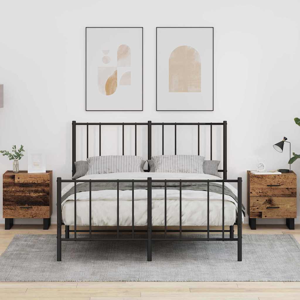 Nachttisch 2 stk. Altholz und Schwarz 40 x 35 x 47,5 cm