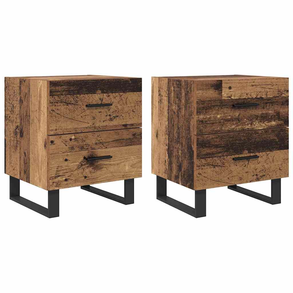 Nachttisch 2 stk. Altholz und Schwarz 40 x 35 x 47,5 cm