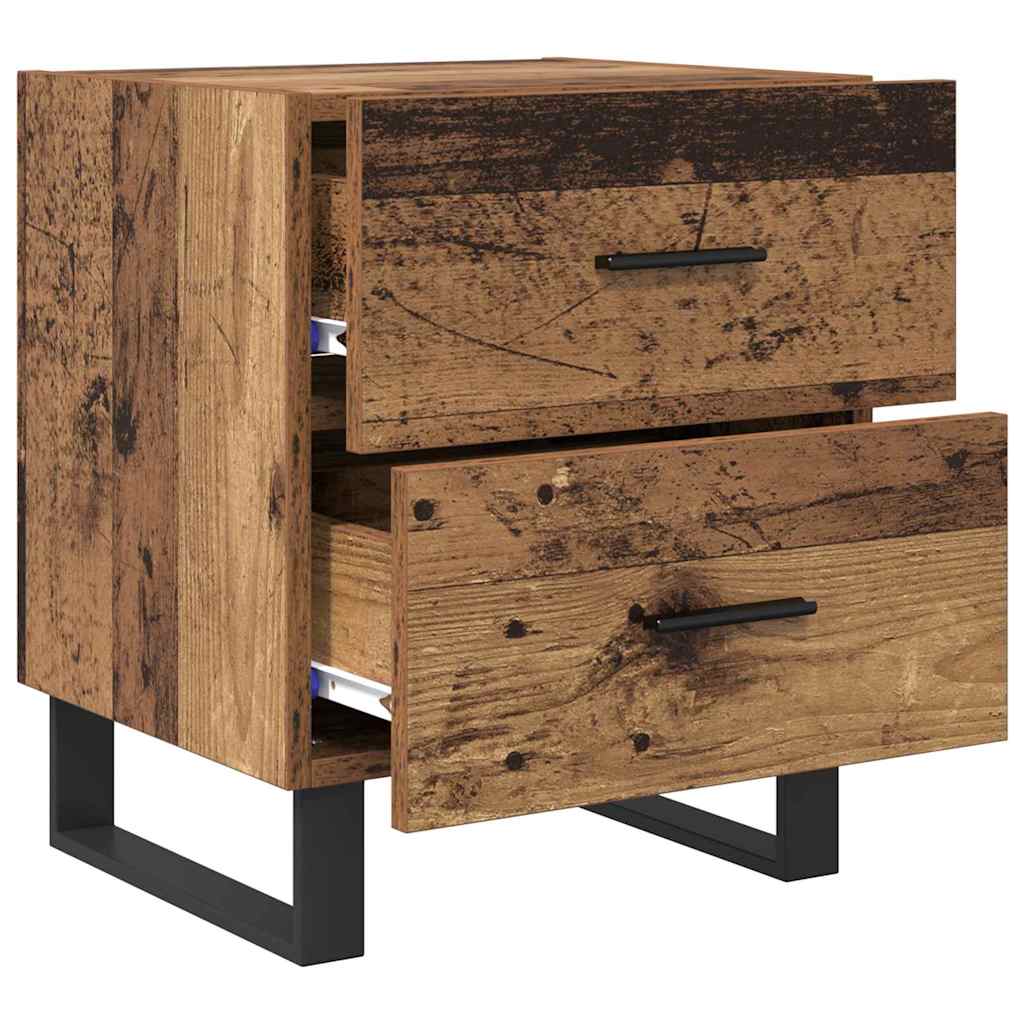 Nachttisch 2 stk. Altholz und Schwarz 40 x 35 x 47,5 cm