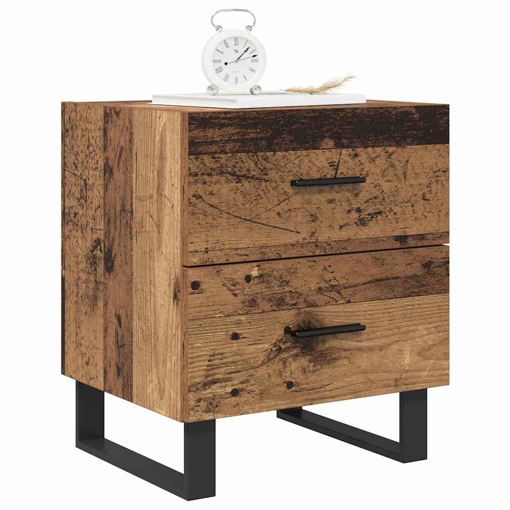 Nachttisch 2 stk. Altholz und Schwarz 40 x 35 x 47,5 cm