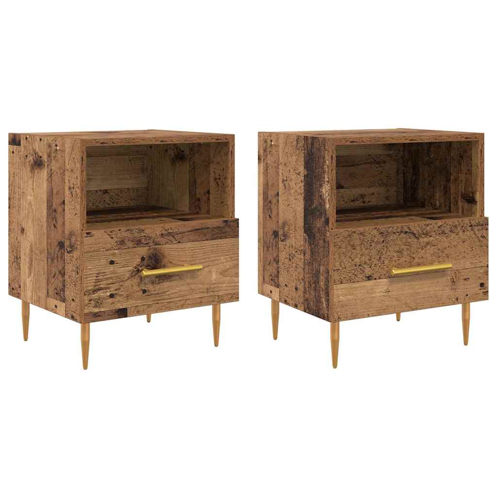 Nachttisch 2 Stk. Altholz 40 x 35 x 47,5 cm Holzwerkstoff