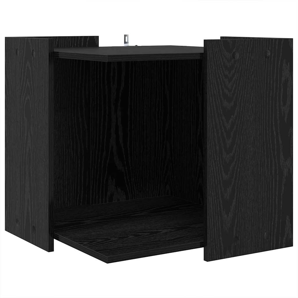Katzenstreu Box Umzäunung Schwarz Eichen-Optik 53 x 53 x 51 cm
