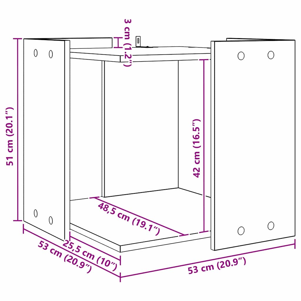 Katzenstreu Box Umzäunung Schwarz Eichen-Optik 53 x 53 x 51 cm