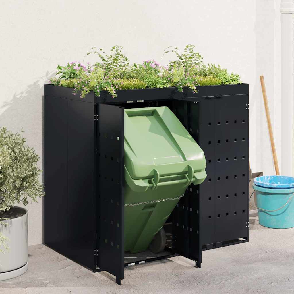 Wagenmüllbehälter für 2 Behälter Schwarz 136 x 77,5 x 121,5 cm
