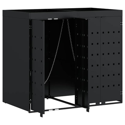 Wagenmüllbehälter für 2 Behälter Schwarz 136 x 77,5 x 121,5 cm