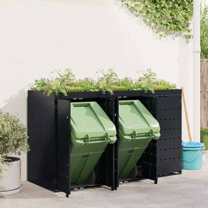 Wagenmüllbehälter für 3 Behälter Schwarz 204 x 77,5 x 121,5 cm