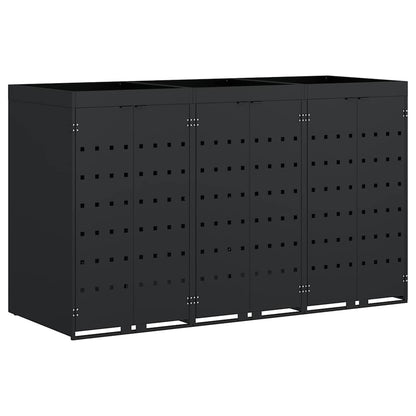 Wagenmüllbehälter für 3 Behälter Schwarz 204 x 77,5 x 121,5 cm
