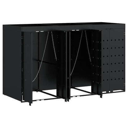 Wagenmüllbehälter für 3 Behälter Schwarz 204 x 77,5 x 121,5 cm
