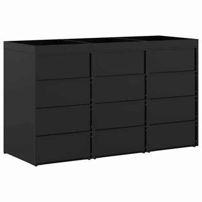 Wagenmüllbehälter für 3 Behälter Schwarz 204 x 77,5 x 121,5 cm