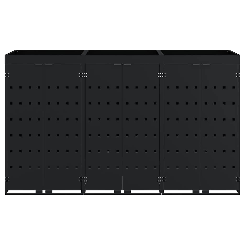 Wagenmüllbehälter für 3 Behälter Schwarz 204 x 77,5 x 121,5 cm