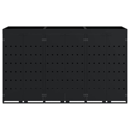 Wagenmüllbehälter für 3 Behälter Schwarz 204 x 77,5 x 121,5 cm