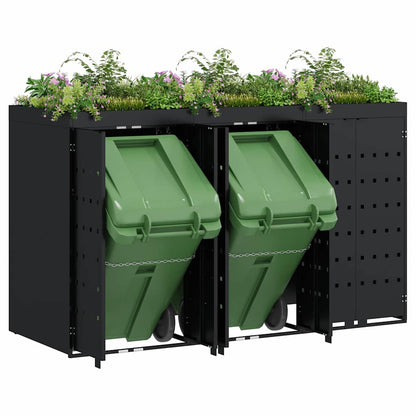 Wagenmüllbehälter für 3 Behälter Schwarz 204 x 77,5 x 121,5 cm
