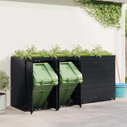 Wagenmüllbehälter für 4 Behälter Schwarz 272 x 77,5 x 121,5 cm