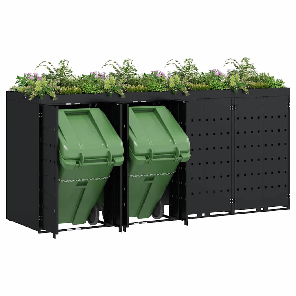 Wagenmüllbehälter für 4 Behälter Schwarz 272 x 77,5 x 121,5 cm