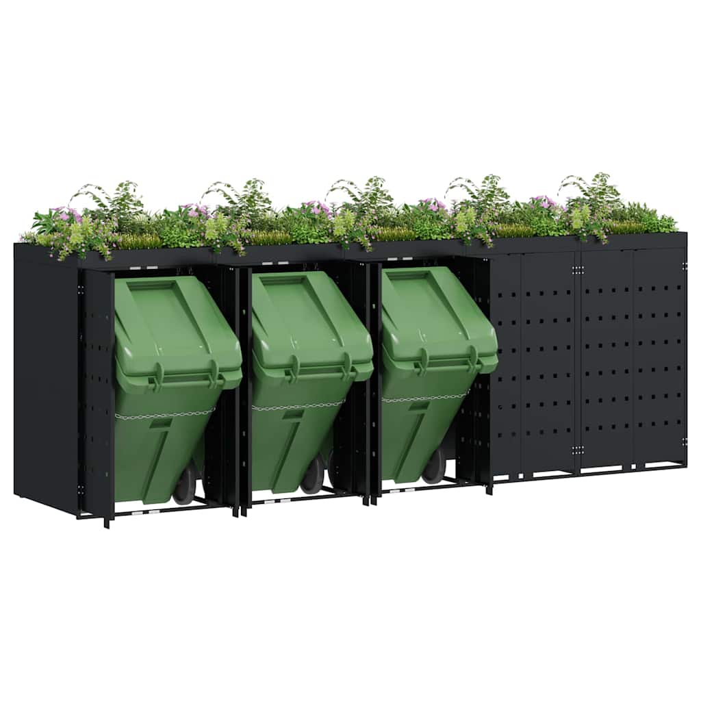 Wagenmüllbehälter für 5 Behälter Schwarz 340 x 77,5 x 121,5 cm