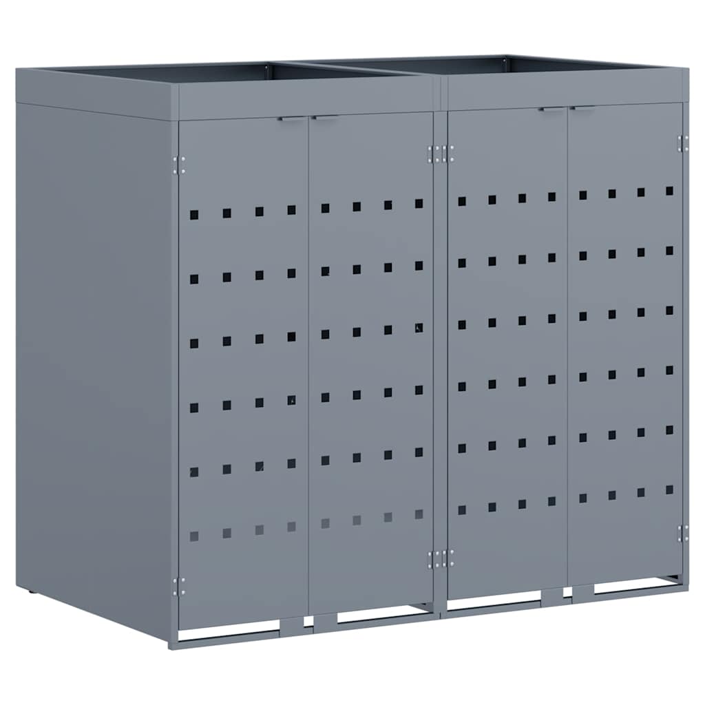 Wagenmüllbehälter für 2 Behälter Hellgrau 136 x 77,5 x 121,5 cm
