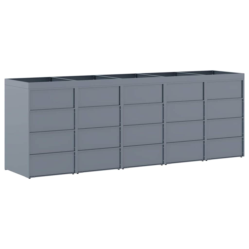 Wagenmüllbehälter für 5 Behälter Hellgrau 340 x 77,5 x 121,5 cm