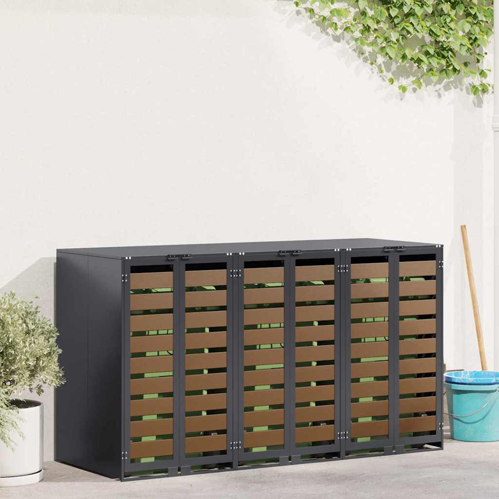 Mülltonnenbox für 3 Behälter Stahl Anthrazit