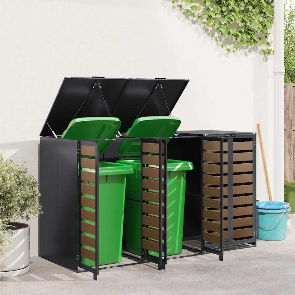 Mülltonnenbox für 3 Behälter Stahl Anthrazit