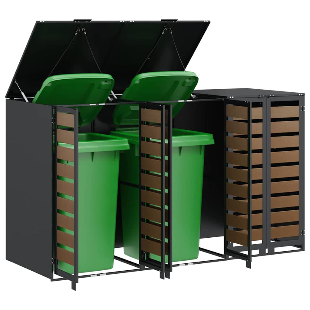 Mülltonnenbox für 3 Behälter Stahl Anthrazit