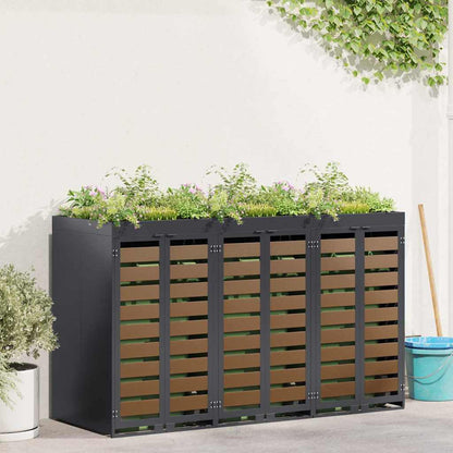 Mülltonnenbox für 3 Behälter Stahl Anthrazit