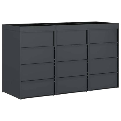 Mülltonnenbox für 3 Behälter Stahl Anthrazit