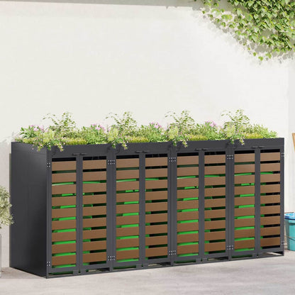 Mülltonnenbox für 4 Behälter Stahl Anthrazit