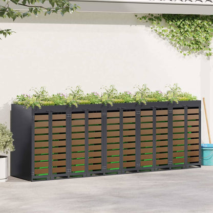 Mülltonnenbox für 5 Behälter Stahl Anthrazit