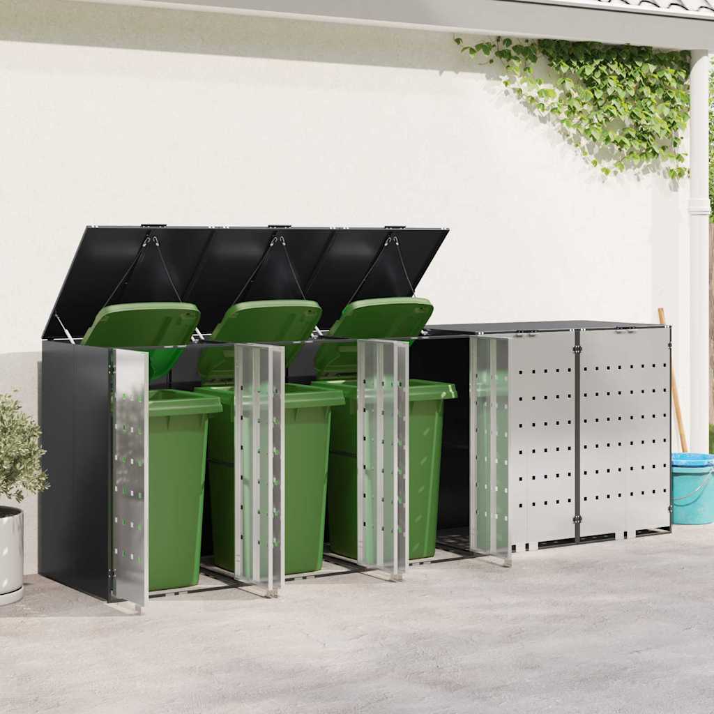 Mülltonnenbox für 5 Behälter Edelstahl Anthrazit