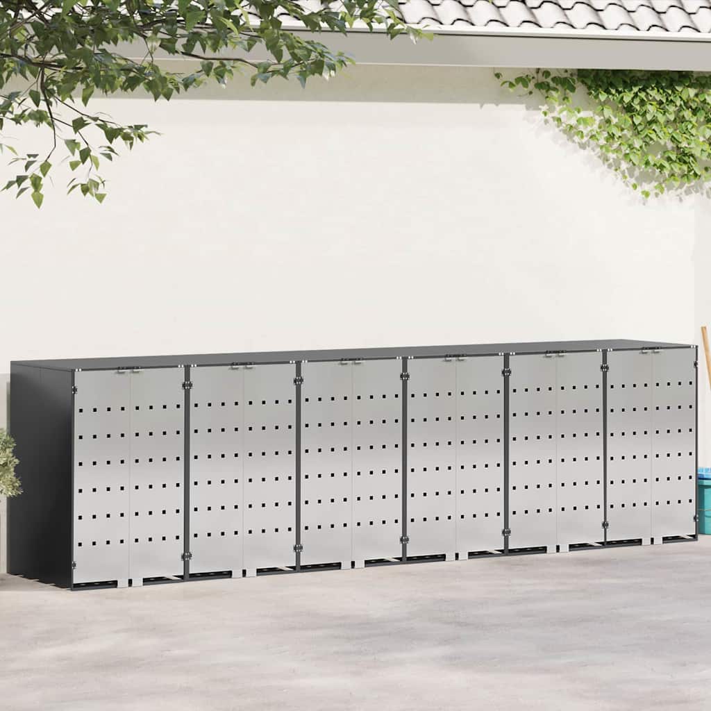Mülltonnenbox für 6 Behälter Edelstahl Anthrazit
