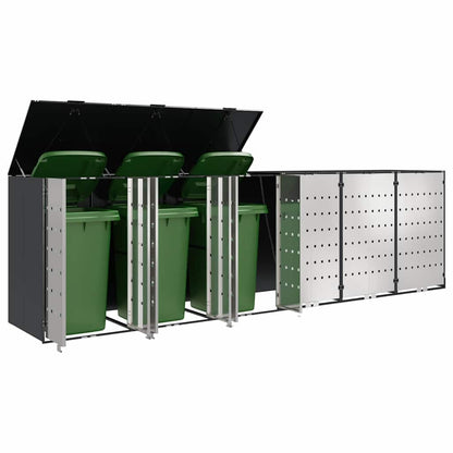 Mülltonnenbox für 6 Behälter Edelstahl Anthrazit