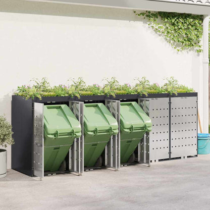 Mülltonnenbox für 5 Behälter Edelstahl Anthrazit