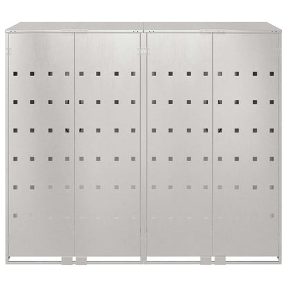 Mülltonnenbox für 2 Behälter Edelstahl Silber